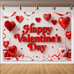 Lofaris Rote Herzen Ballons Bänder Konfetti Valentinstag Hintergrund, für romantische Feiern, Fotostudio-Requisiten