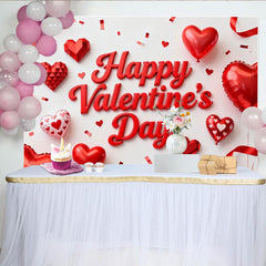 Lofaris Rote Herzen Ballons Bänder Konfetti Valentinstag Hintergrund, für romantische Feiern und Paare, Fotostudio-Requisiten