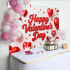 Lofaris Rote Herzen Ballons Bänder Konfetti Valentinstag Hintergrund, für romantische Feiern und Paare, Fotostudio-Requisiten