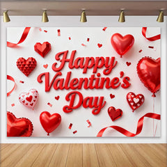 Lofaris Rote Herzen Ballons Bänder Konfetti Valentinstag Hintergrund, für romantische Feiern und Paare, Fotostudio-Requisiten