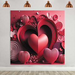 Lofaris 3D Paper Cut Heart Backdrop, Red Swirl and Spiral Texture for Valentines Day