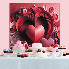 Lofaris 3D Paper Cut Heart Backdrop, Red Swirl and Spiral Texture for Valentines Day