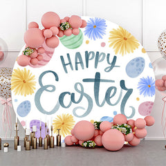 Color Chrysanthemum Eggs Round Happy Easter Backdrop