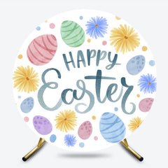 Color Chrysanthemum Eggs Round Happy Easter Backdrop