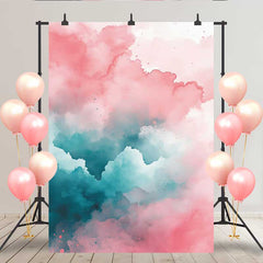 Lofaris Abstract Pink and Teal Watercolor Backdrop, Fine Art Smoke Texture for Portrait Studio