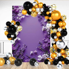 Lofaris Deep Purple Lavender Floral Backdrop, Spring Flower Frame for Simple Portrait Studio