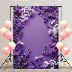 Lofaris Deep Purple Lavender Floral Backdrop, Spring Flower Frame for Simple Portrait Studio