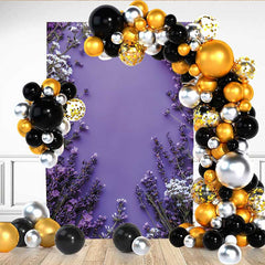 Lofaris Purple Lavender Flat Lay Backdrop, Spring Floral Pattern for Creative Portrait Studio