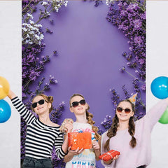 Lofaris Purple Lavender Flat Lay Backdrop, Spring Floral Pattern for Creative Portrait Studio