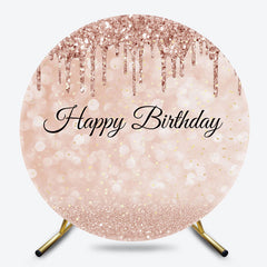 Lofaris Bokeh Rose Gold Glitter Round Happy Birthday Backdrp