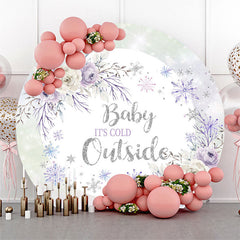 Lofaris Snowflake Floral Round Baby Its Cold Outside Backdrop