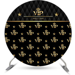 Lofaris Royal Black Gold Vip Welcome Round Party Backdrop