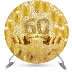 Lofaris Gold Balloons Glitter Round 60th Birthday Backdrop