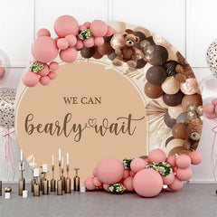 Lofaris Boho Leaves Bear Balloons Round Baby Shower Backdrop