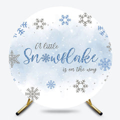 Lofaris Winter Blue Snowflake Round Baby Shower Backdrop