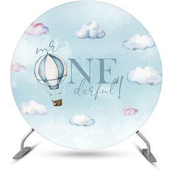 Lofaris Round Blue Cloud Hot Air Balloon Onederful Backdrop