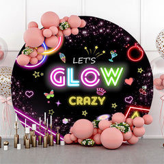 Lofaris Black Colorful Neon Lets Glow Crazy Round Backdrop