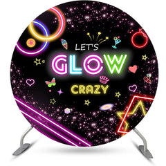 Lofaris Black Colorful Neon Lets Glow Crazy Round Backdrop