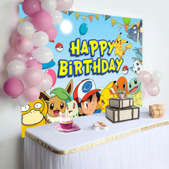 Lofaris Happy Birthday Party Poke Backdrop Decoration Kids Party