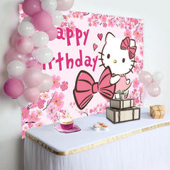 Lofaris Hello Pink Cat Birthday Backdrop for Girls