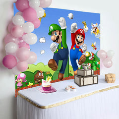 Lofaris Super Brother Game Theme Birthday Backdrop for Boy