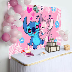 Lofaris Pink Cartoon Birthday Party Backdrop for Kids