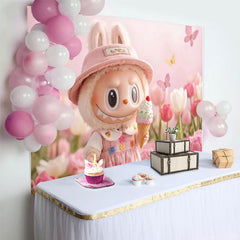 Lofaris Spring Floral Pink Monster Party Backdrop