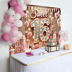 Lofaris Pink Balloon Sweet 16 Birthday Party Backdrop