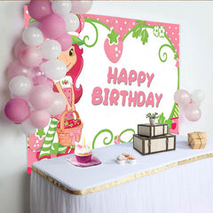 Lofaris Strawberry Happy Birthday Girls Party Backdrop