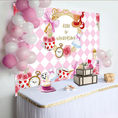 Lofaris Pink Wonderland Happy Birthday Backdrop for Girls
