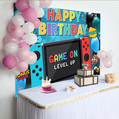 Lofaris Video Game Level Unlocked Boys Birthday Backdrop