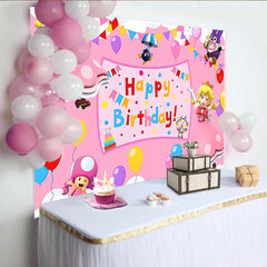 Lofaris Peach Princess Happy Birthday Backdrop for Girls