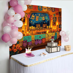 Lofaris Day Of The Dead Party Backdrop for Mexican Fiesta