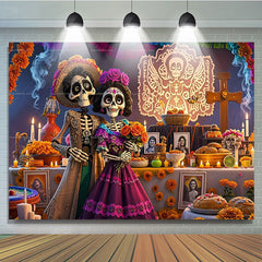 Lofaris Mexican Fiesta Dia De Los Day Of The Dead Backdrop for Party