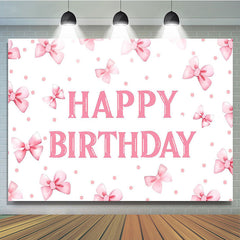Lofaris Glitter Pink Bow Happy Birthday Backdrop for Girls