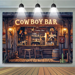 Lofaris Retro Western Bar Birthday Party Backdrop for Men