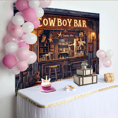 Lofaris Retro Western Bar Birthday Party Backdrop for Men