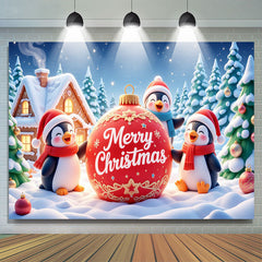 Lofaris Winter Penguins Christmas Festive Party Backdrop for Decor