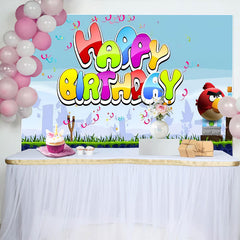 Lofaris Cartoon Angry Birds Birthday Party Backdrop for kids