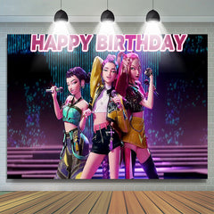 Lofaris KPop Girl Demoned Hunters Birthday Party Backdrop
