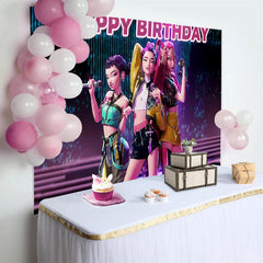 Lofaris KPop Girl Demoned Hunters Birthday Party Backdrop