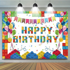Lofaris Building Blocks Birthday Backdrop for Boys
