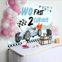 Lofaris Blue Race Car Two Fast Boys Birthday Party Backdrop