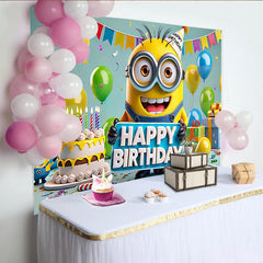 Lofaris Happy Birthday Anime Balloons Ribbon Party Backdrop