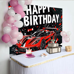 Lofaris Super Sports Car Racing Birthday Backdrop for Boys