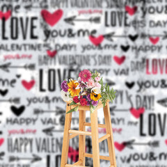 Lofaris Messy Repeated Love Happy Valentines Day Backdrop