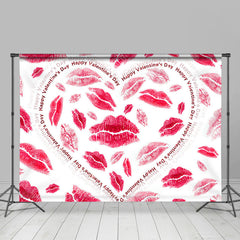 Lofaris Hot Red Lips Hearts Happy Valentines Day Backdrop