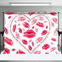 Lofaris Hot Red Lips Hearts Happy Valentines Day Backdrop