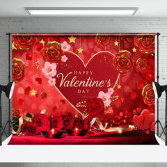 Lofaris Romantic Red Gold Rose Happy Valentines Day Backdrop