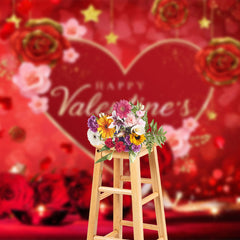 Lofaris Romantic Red Gold Rose Happy Valentines Day Backdrop